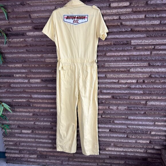 Yellow Mechanic Garage Coveralls Cotton Jumpsuit Patches Women's Forever 21 L - Picture 7 of 11